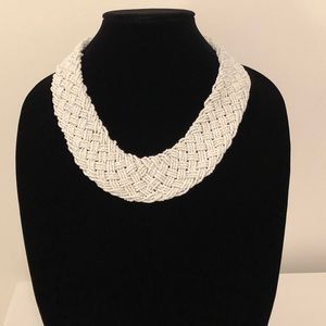 White Beaded Statement Necklace